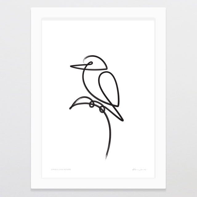 Glenn Jones Art Copy of Single Line Kotare Art Print Art Print