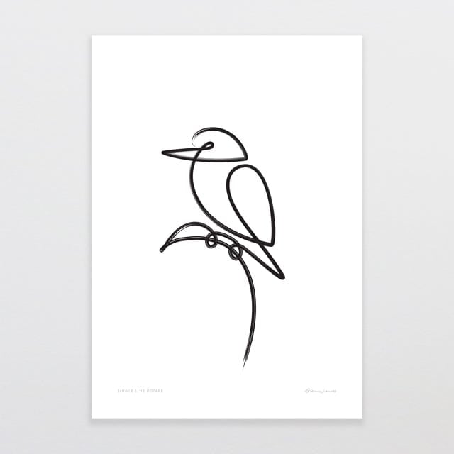 Glenn Jones Art Copy of Single Line Kotare Art Print Art Print