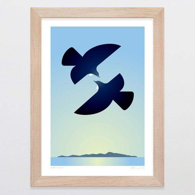 Glenn Jones Art Morning Tui Art Print Art Print Kapiti / A4 Print / Black