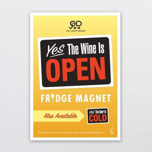 Glenn Jones Art Wine Is Open Fridge Magnet magnet